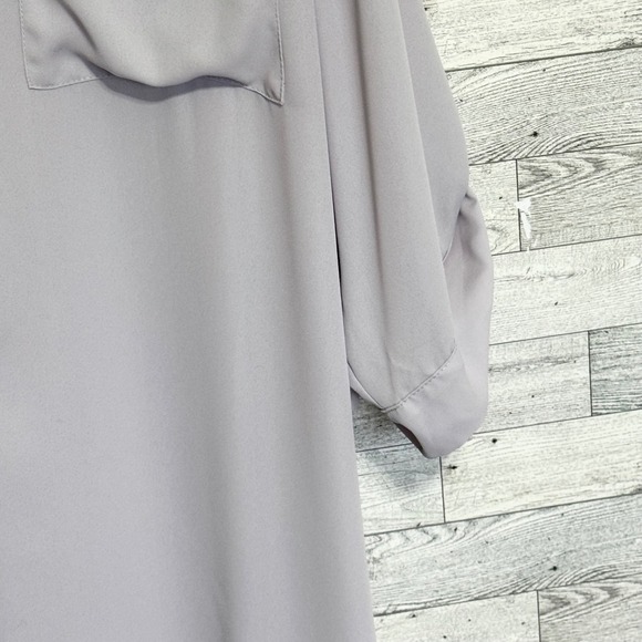 Torrid Harper Georgette Pullover Plus Sz-6X (30) Lavender V-Neck Roll-Tab Sleeve - Picture 6 of 12